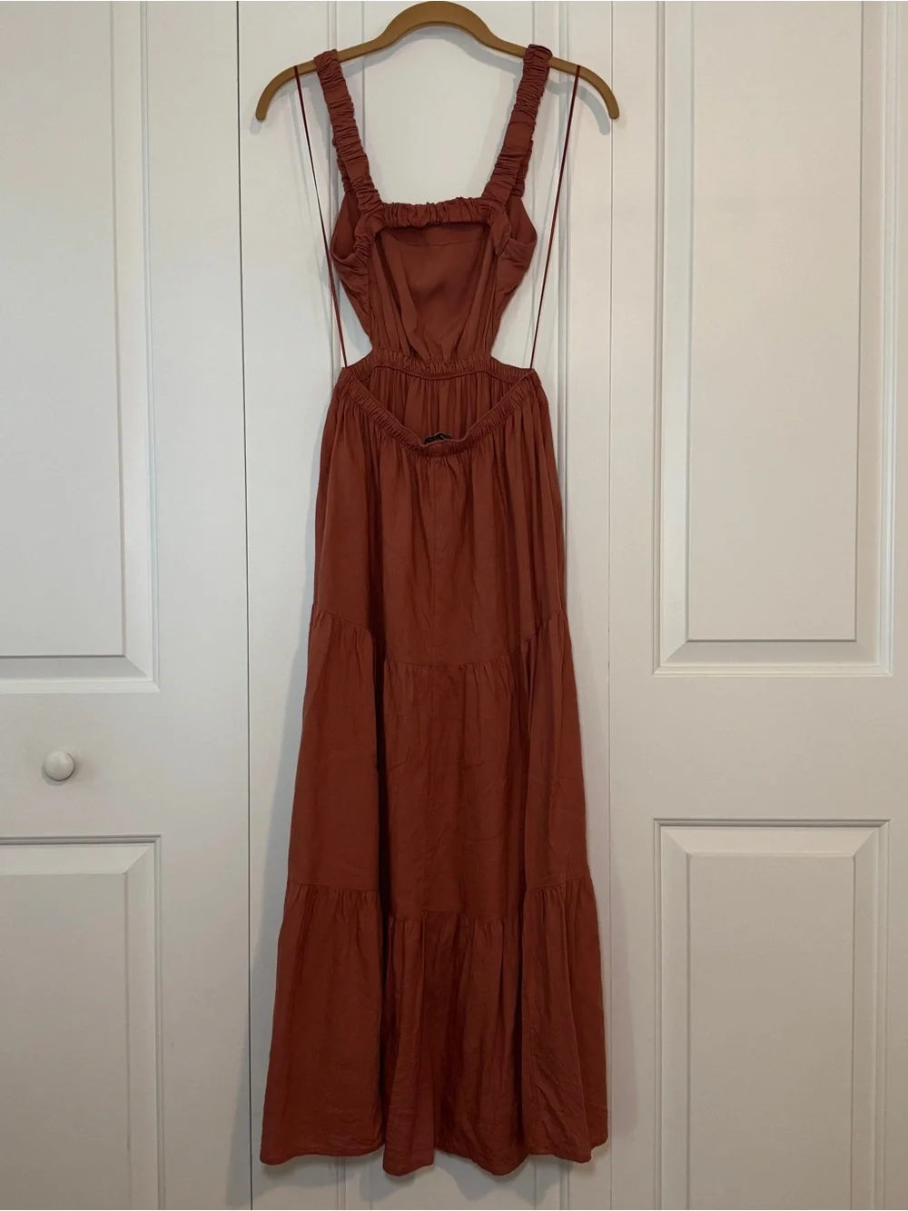 Abercrombie Backless Rust Tiered Maxi Dress